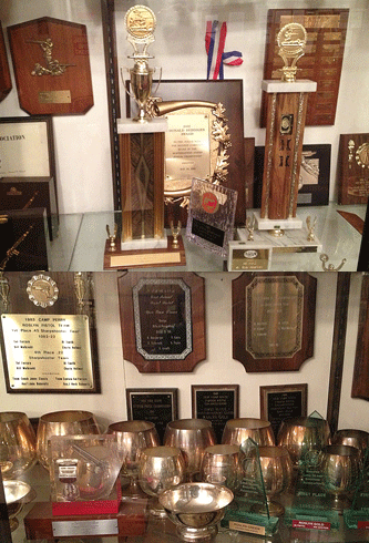 A photo of a small portion of the RR&RC Trophy Case.